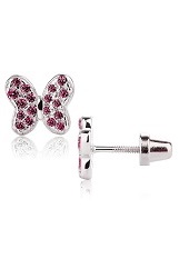 catchy silver cubic zirconia July birthstone butterfly baby earrings 